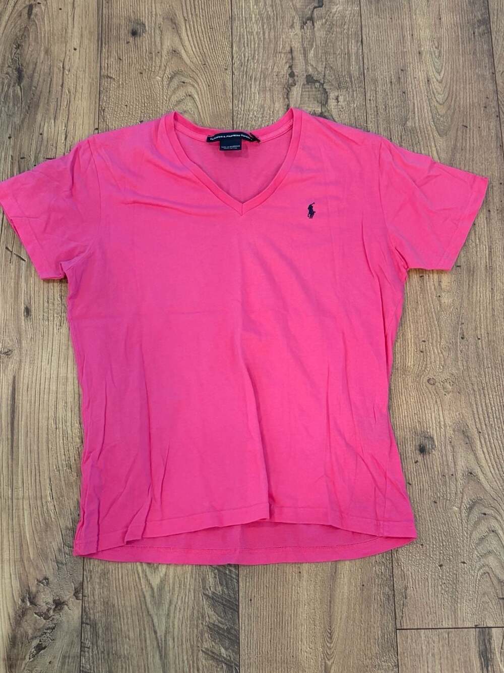 Ralph Lauren Sport Pink V-Neck Short Sleeve T-Shirt Size Large